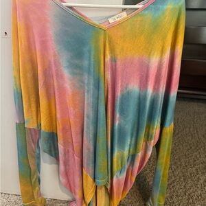 LA MIEL Vibrant Tie-Dye Long Sleeve Top
